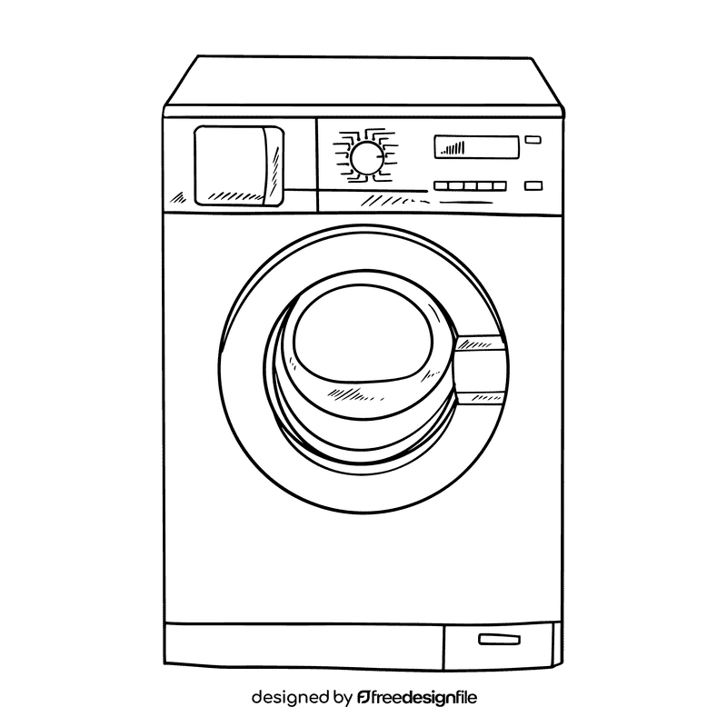 Washing machine black and white clipart