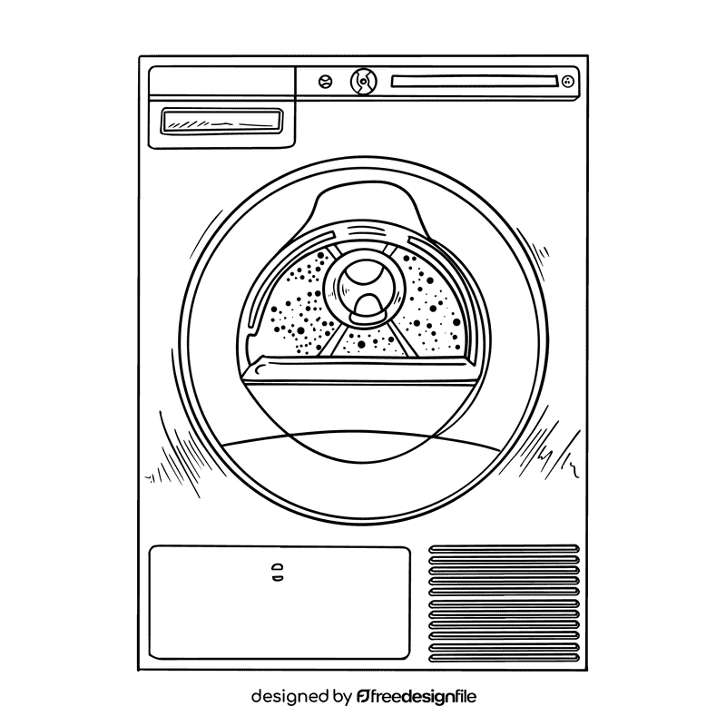 Washing machine black and white clipart