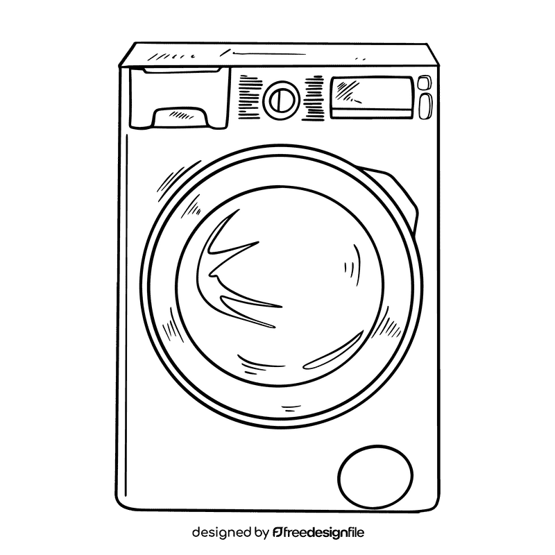 Washing machine black and white clipart
