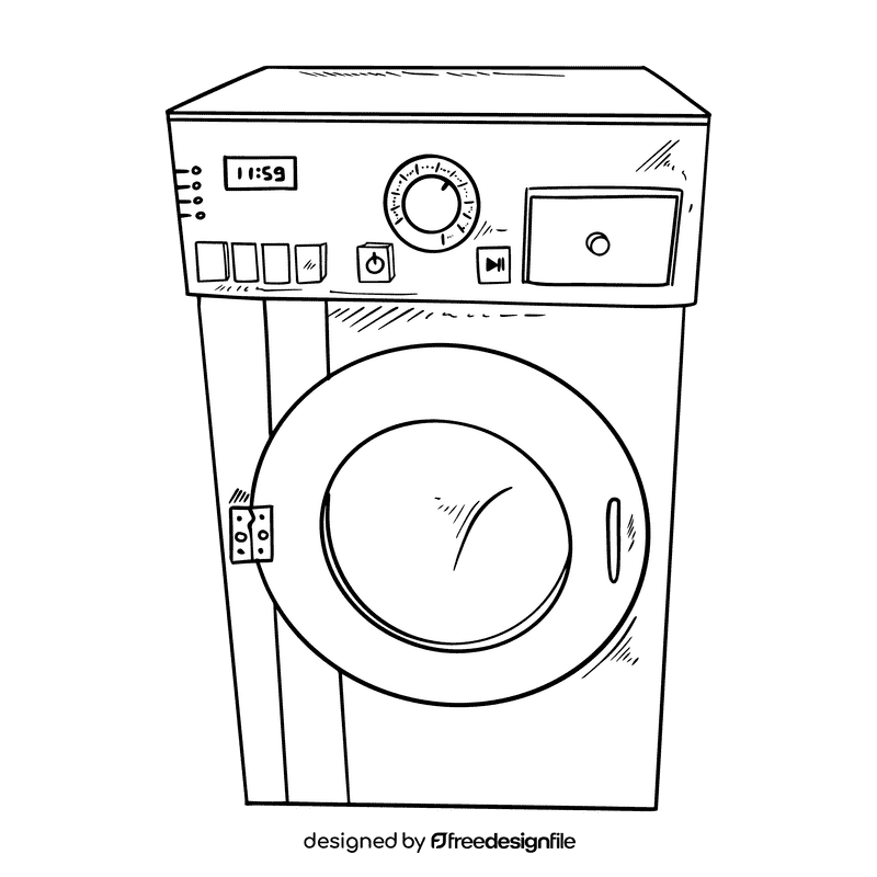 Washing machine black and white clipart