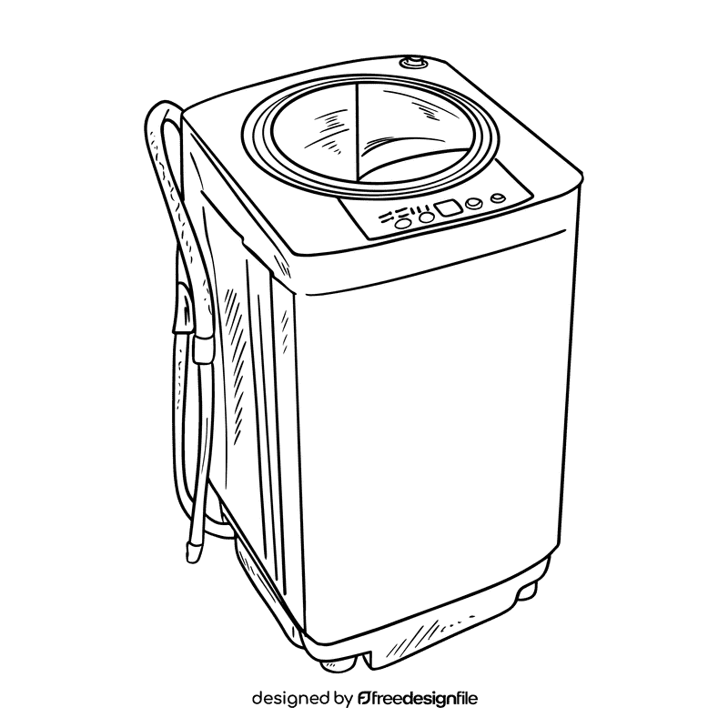 Washing machine black and white clipart