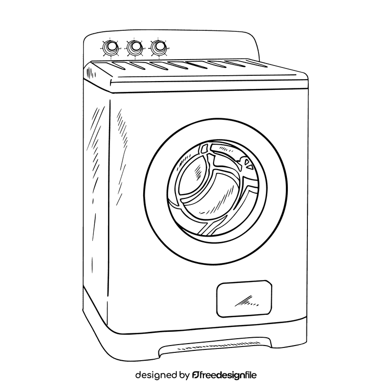 Washing machine black and white clipart