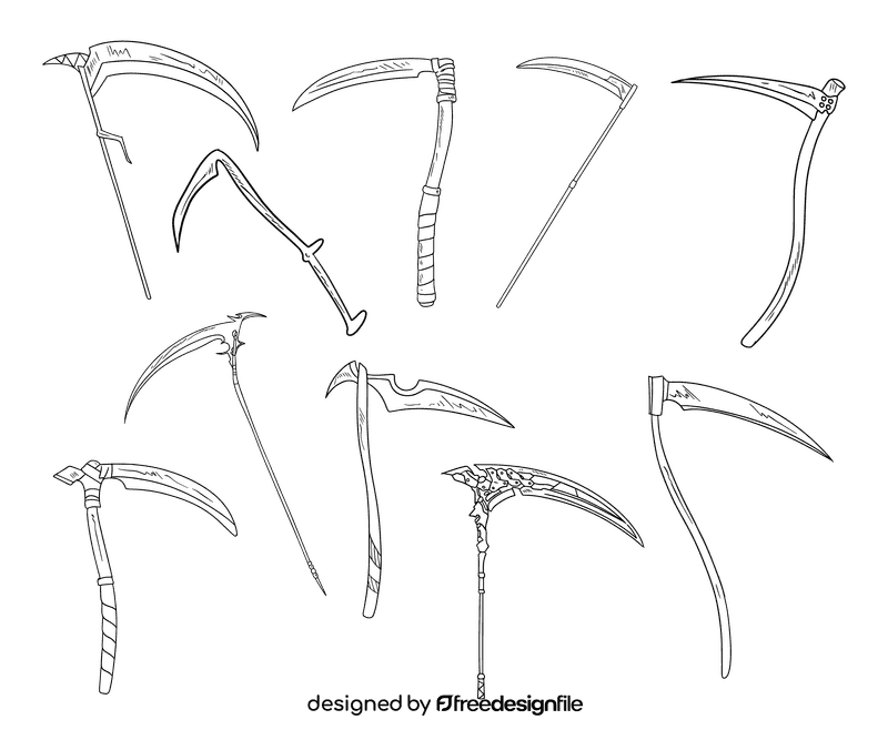 Scythe black and white vector