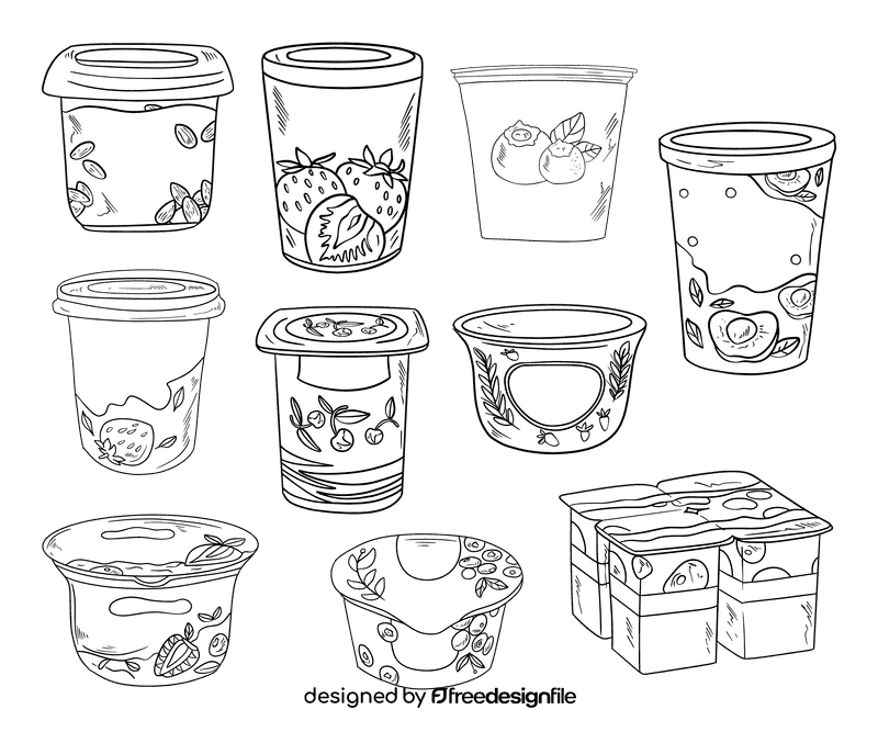 Yogurt black and white vector