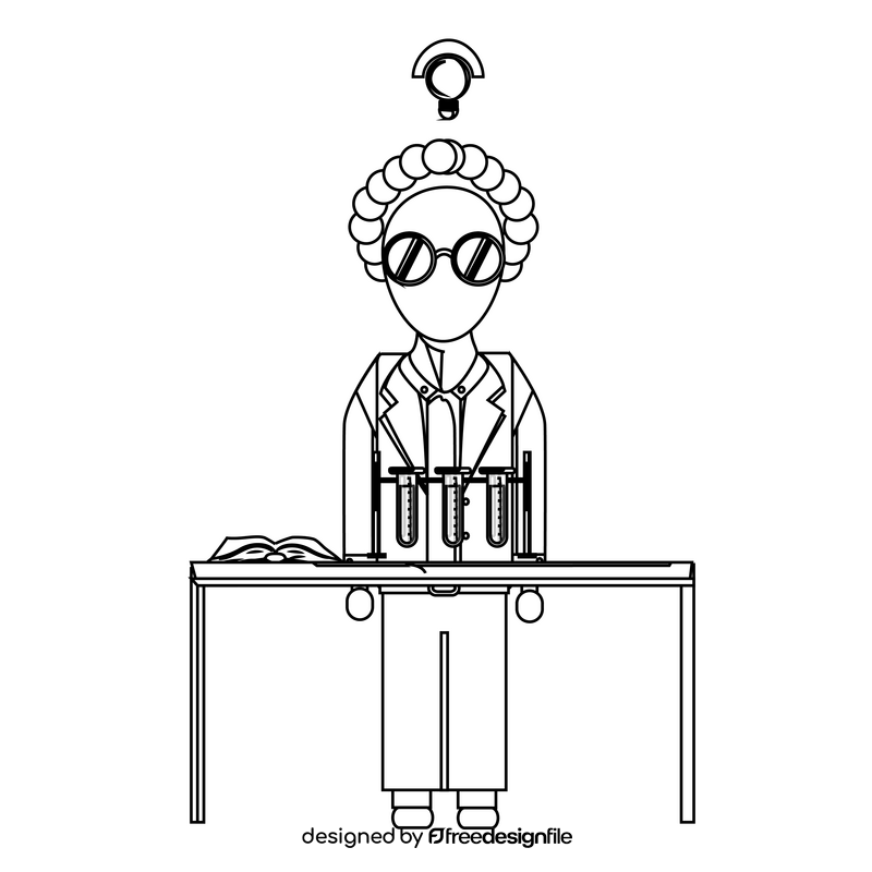Professor drawing black and white clipart