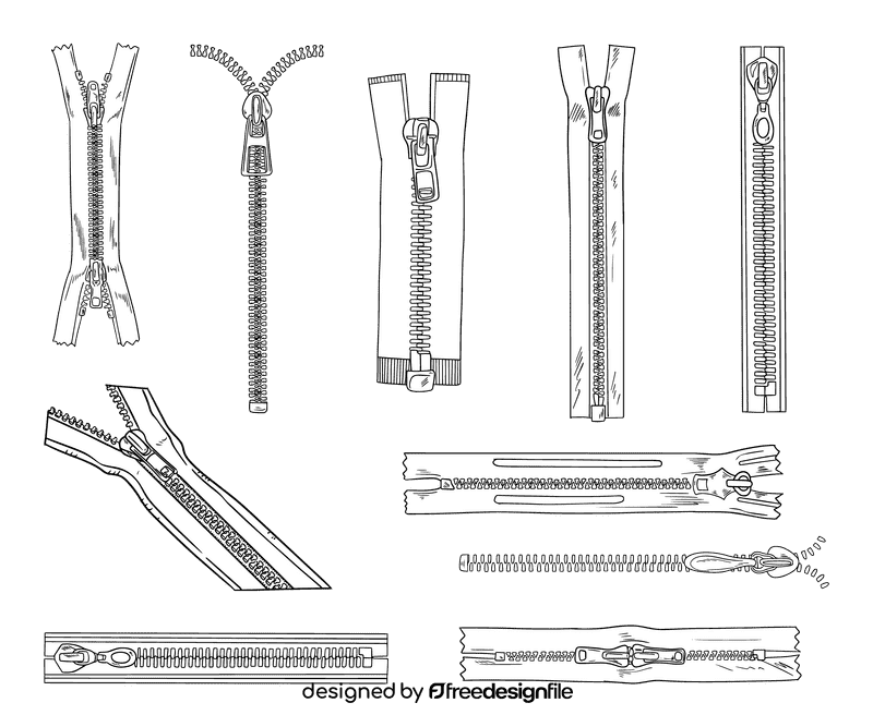Zipper black and white vector