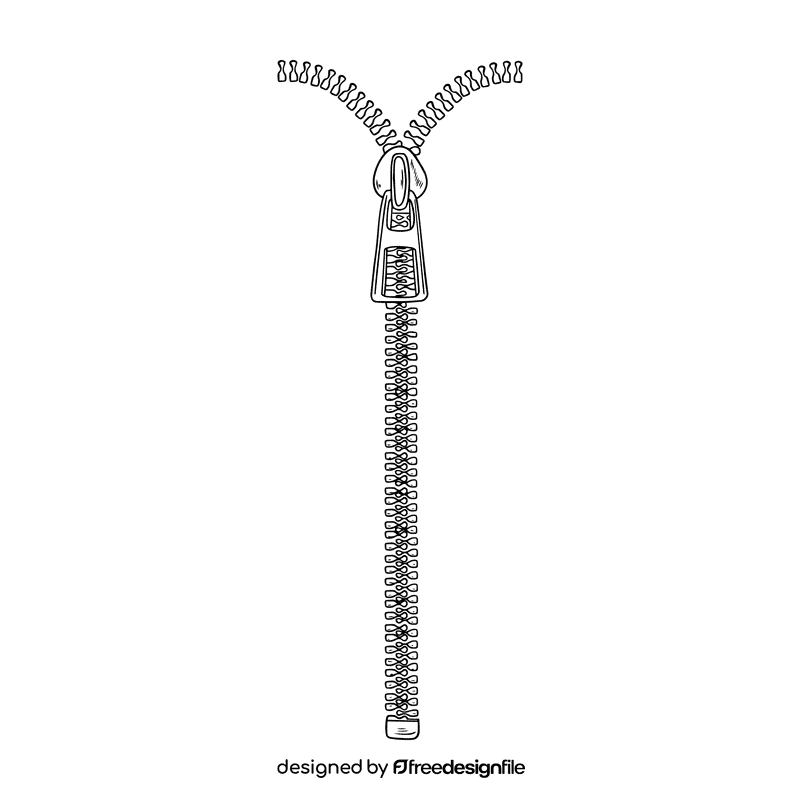 Zipper black and white clipart
