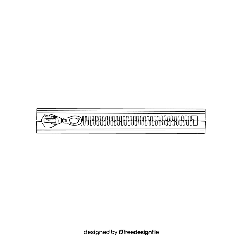 Zipper black and white clipart
