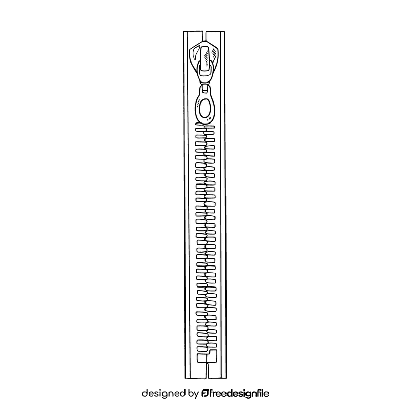 Zipper black and white clipart