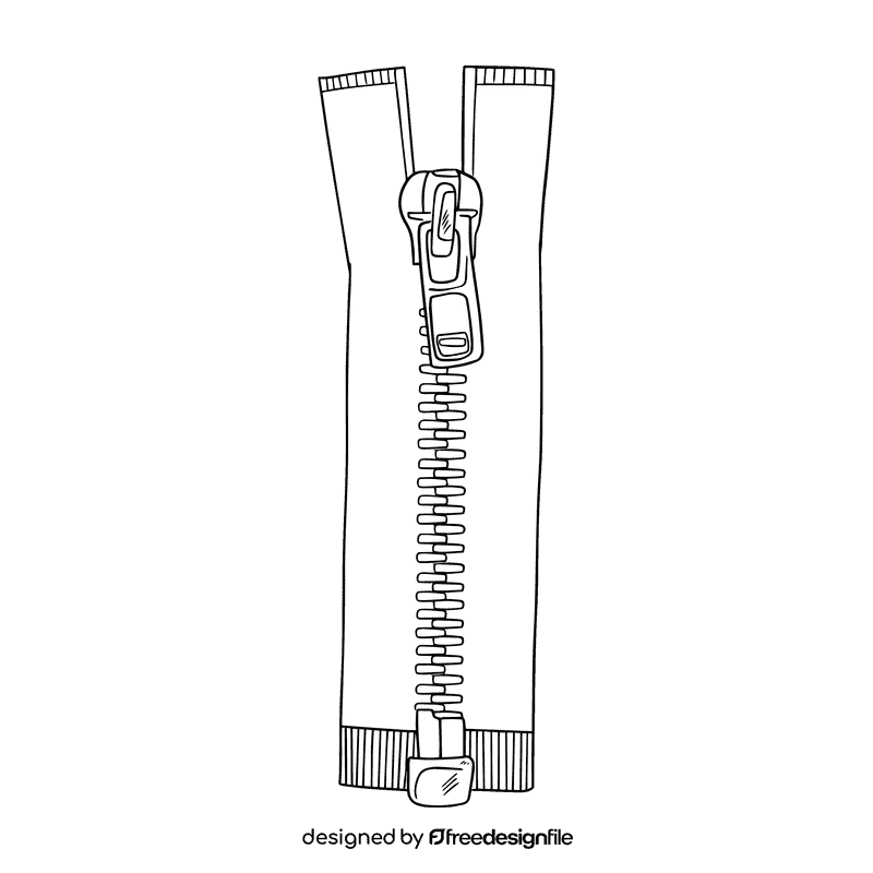 Zipper black and white clipart