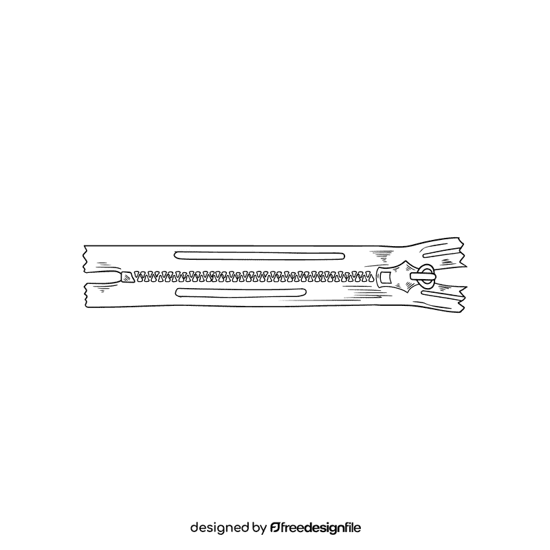 Zipper black and white clipart