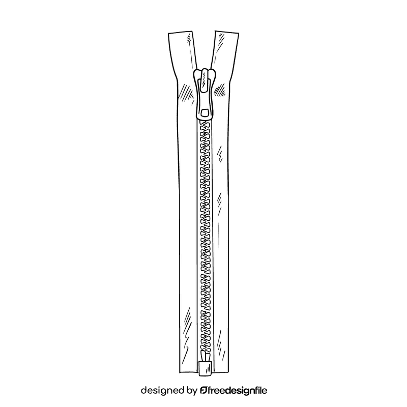 Zipper black and white clipart