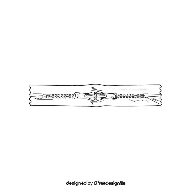 Zipper black and white clipart