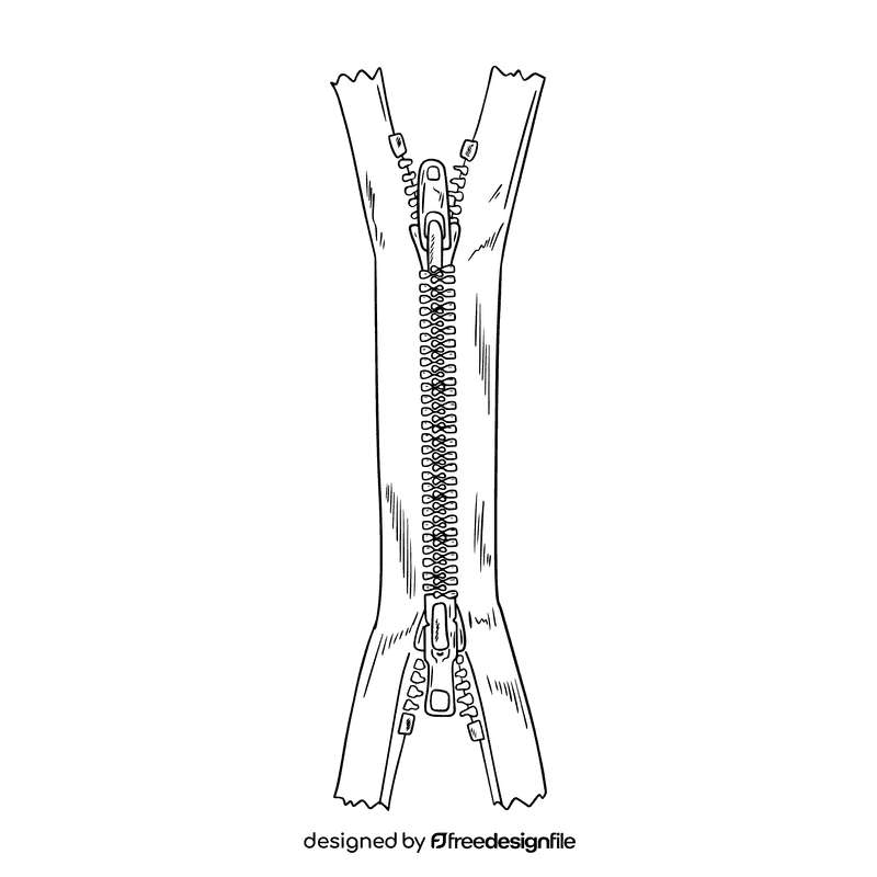 Zipper black and white clipart