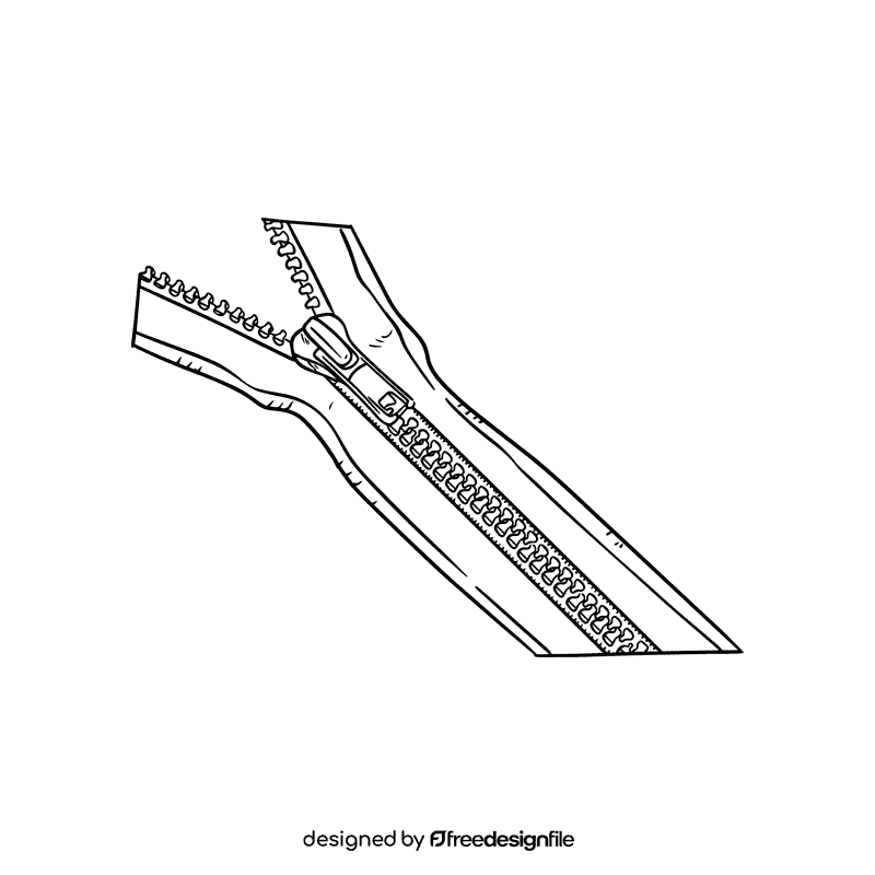 Zipper black and white clipart