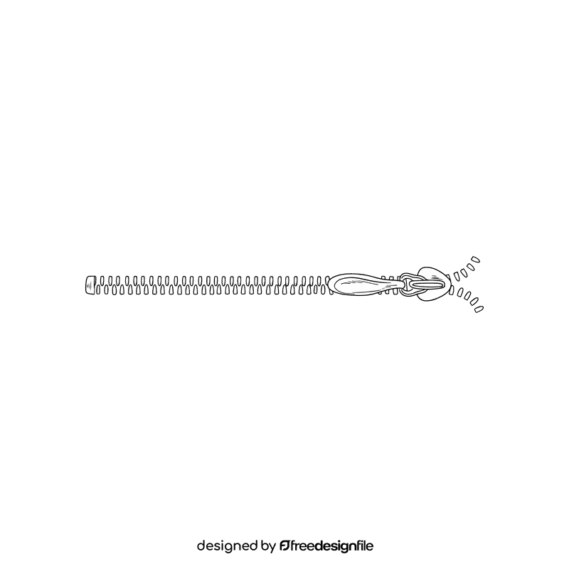 Zipper black and white clipart