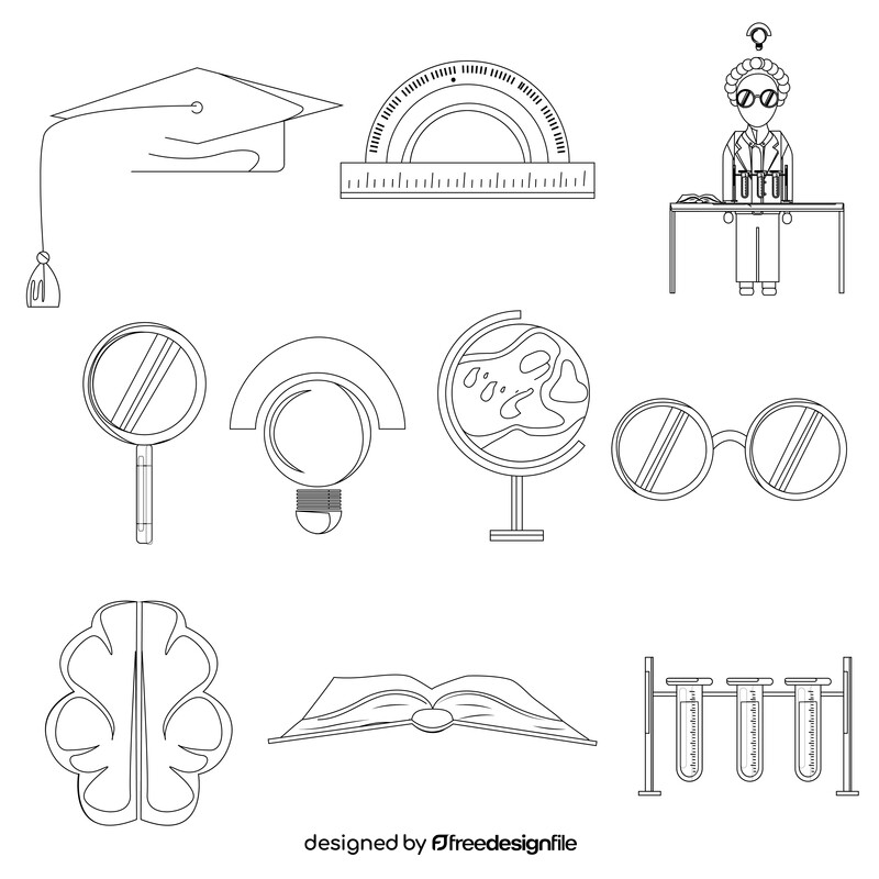 Professor icons set black and white vector