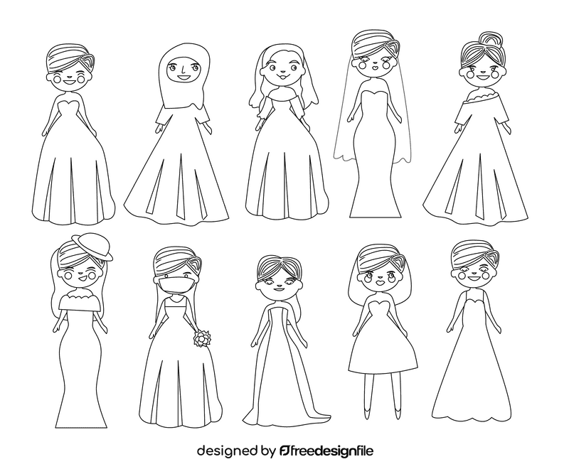 Brides black and white vector