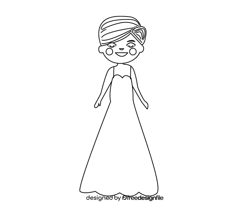 Bride blonde black and white clipart
