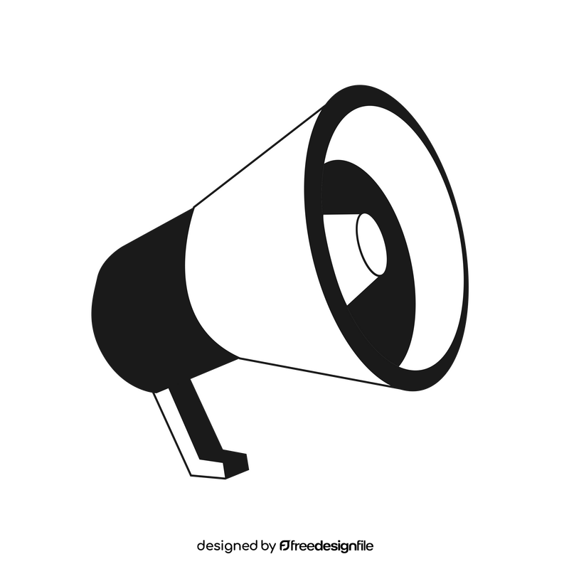Hand loudspeaker drawing black and white clipart