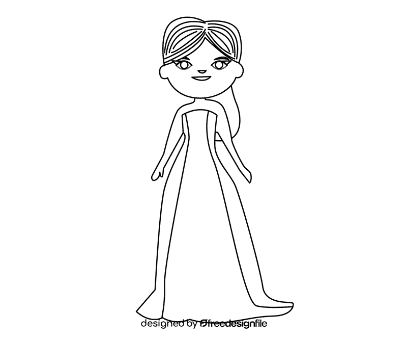 Bride in pink dress black and white clipart