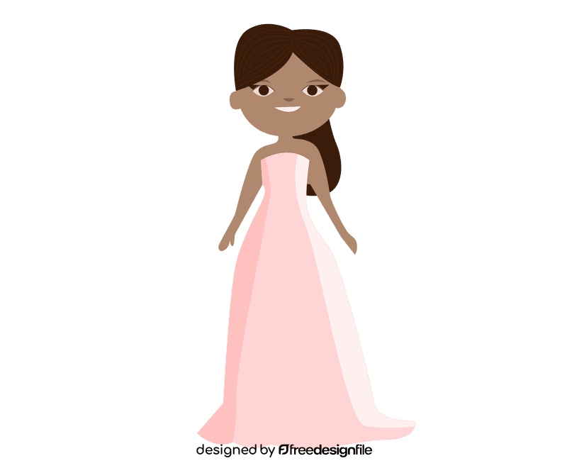 Bride in pink dress clipart