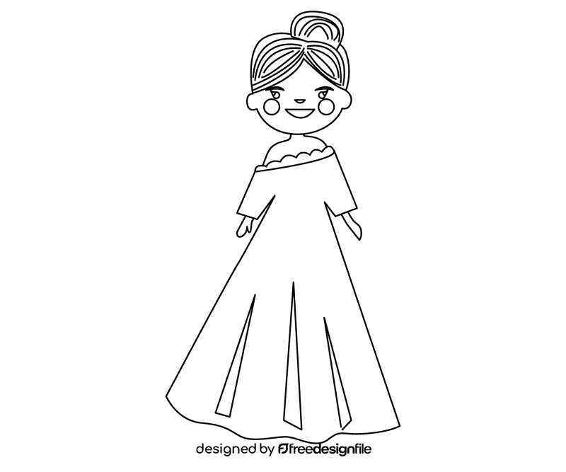 Bride with bun hair black and white clipart