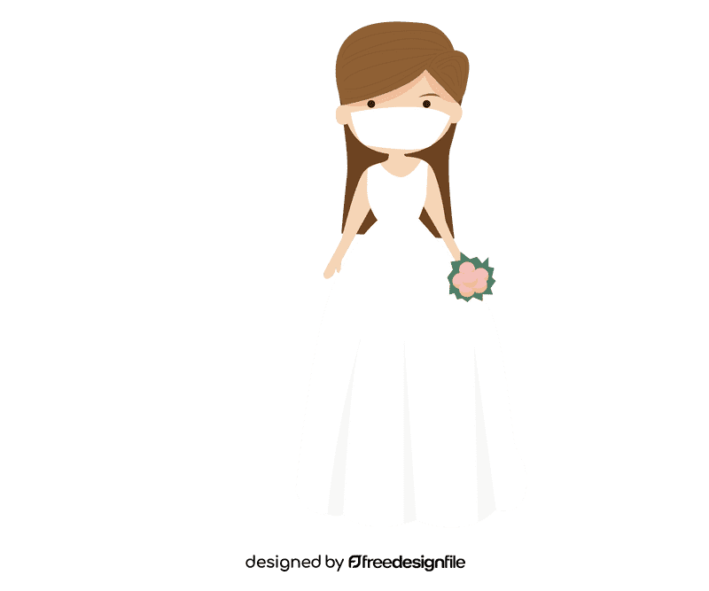 Masked bride with bouquet clipart