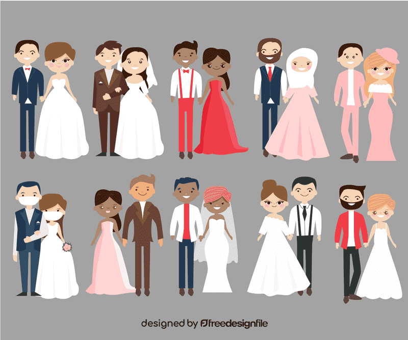 Brides and grooms vector