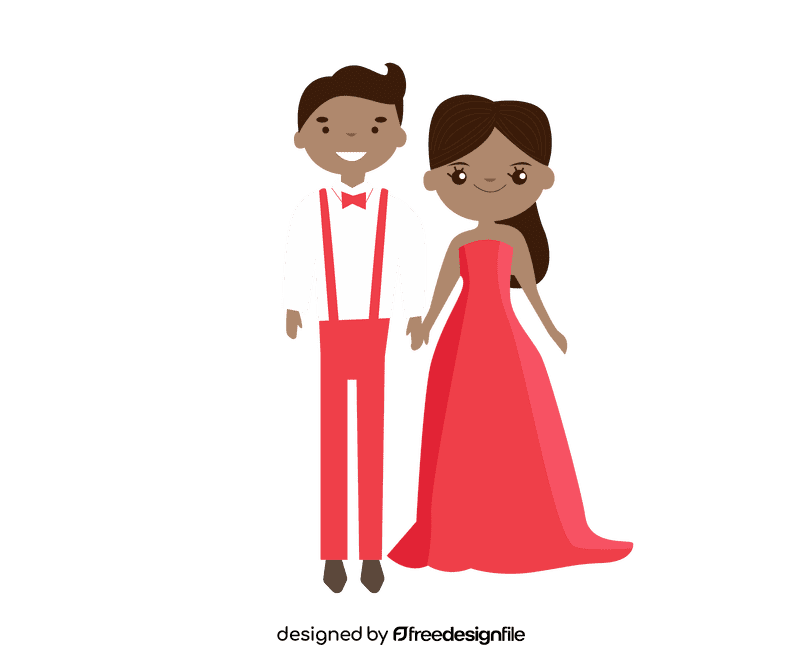 Bride and groom in red clipart
