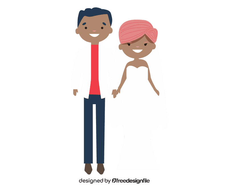 Bride and groom mulattos clipart