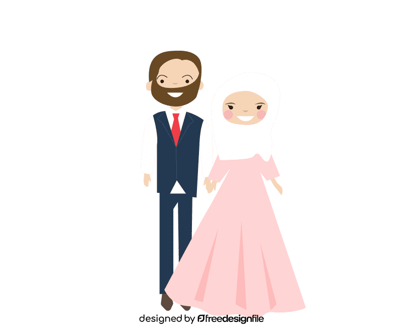 Groom with beard and bride muslim clipart