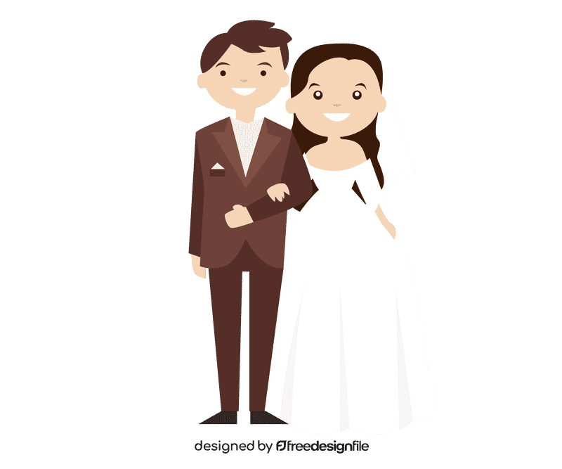 The bride and groom hold hands clipart
