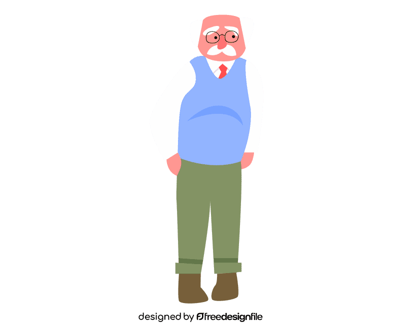 Grandfather in a blue vest clipart