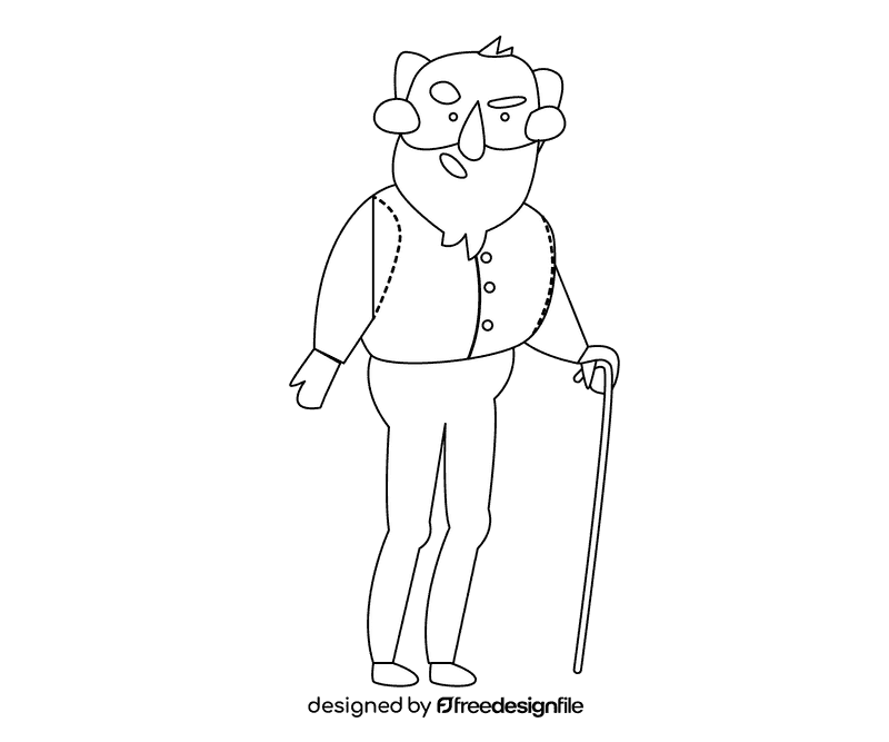 Grandfather in a gray shirt black and white clipart