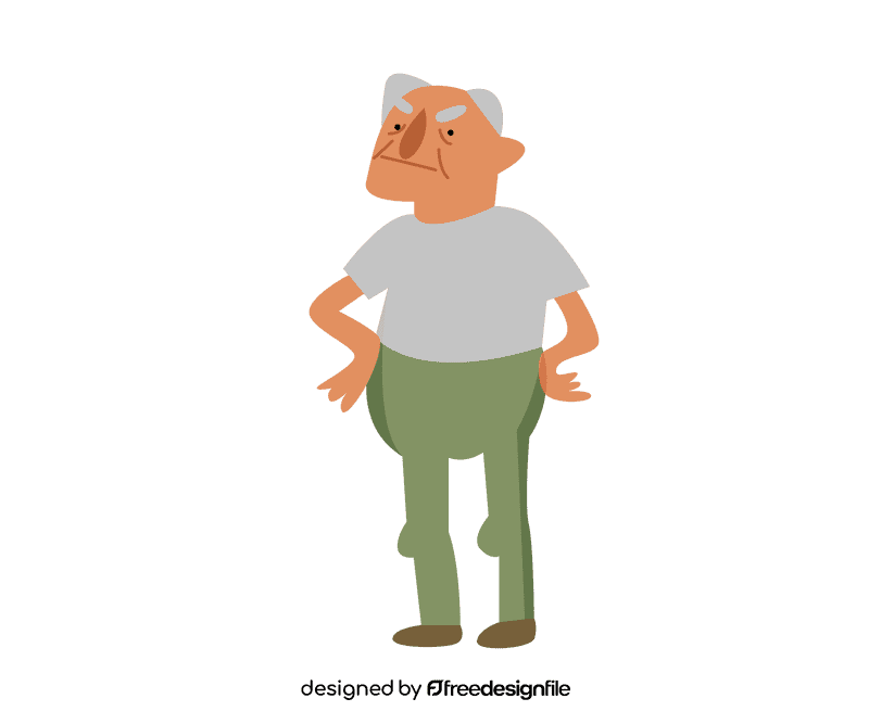 Grandfather in a gray t shirt clipart
