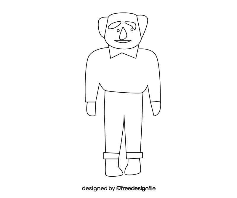 Grandfather in blue shirt black and white clipart