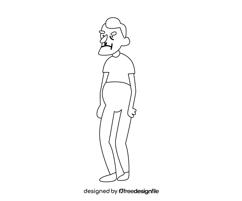 Grandfather in green t shirt black and white clipart