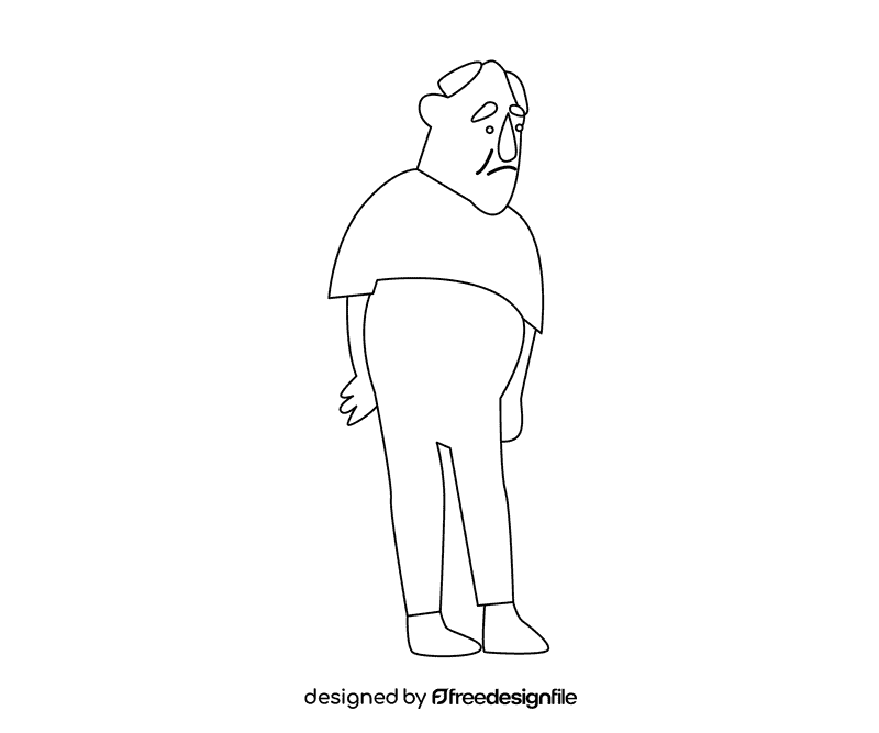 Grandfather in red t shirt black and white clipart