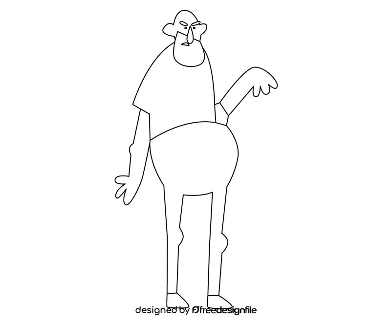 Grandfather with a beard black and white clipart