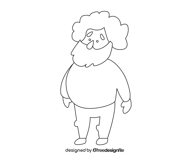 Short grandfather in a red sweater black and white clipart