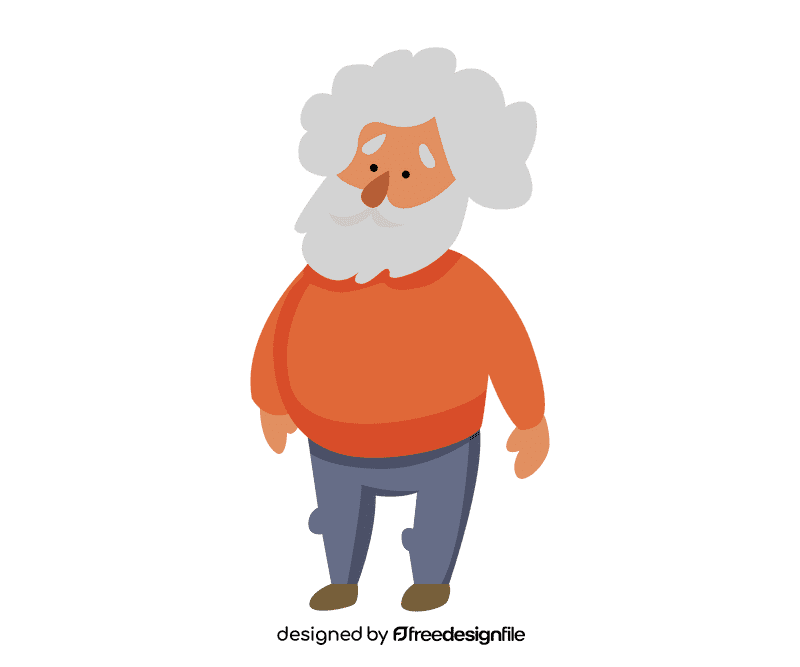 Short grandfather in a red sweater clipart