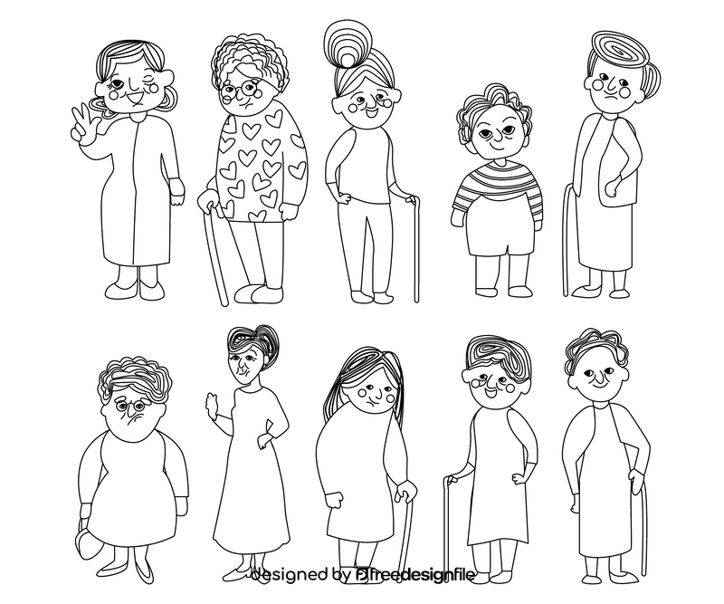 Grandmothers black and white vector