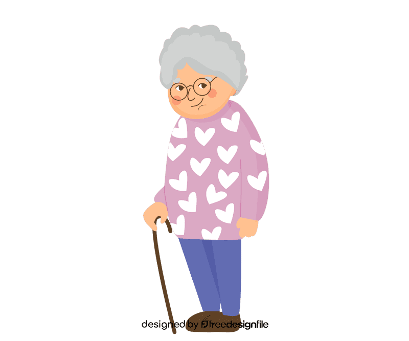 Grandmother in a sweater with hearts clipart