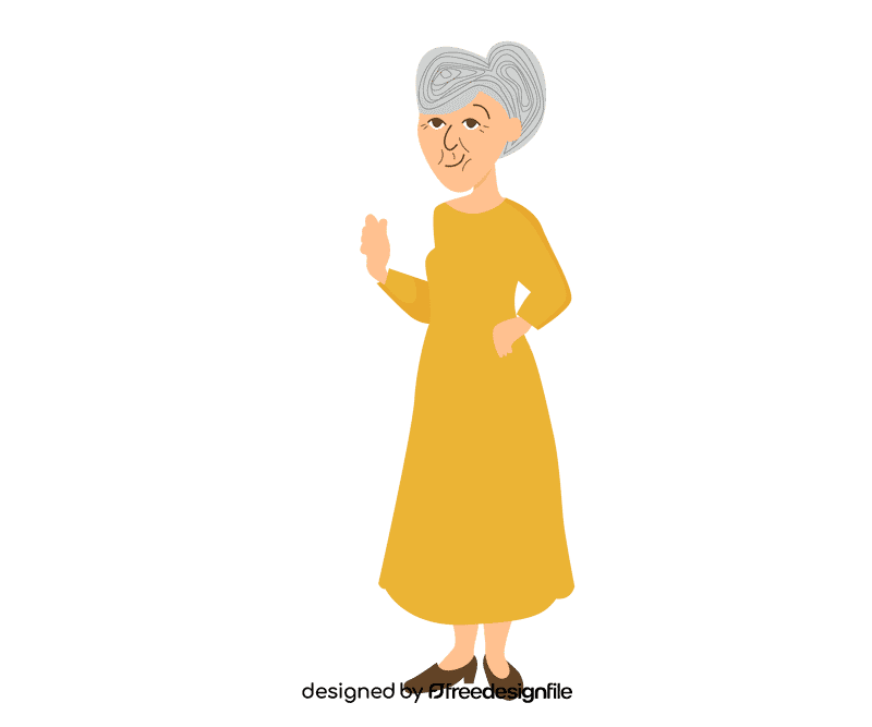 Grandmother in a yellow dress clipart