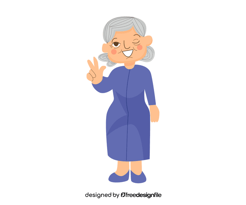 Grandmother in blue dress clipart