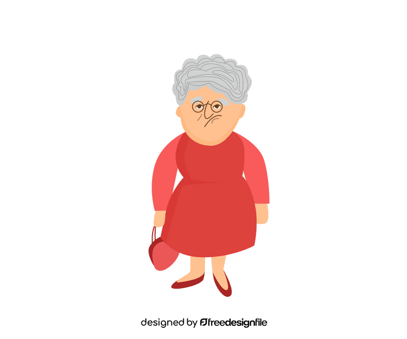 Grandmother in red dress clipart