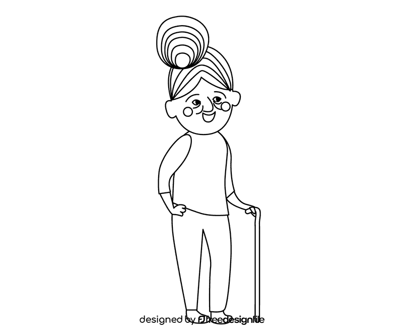 Grandmother yellow vest black and white clipart