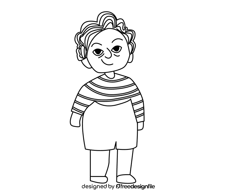 Granny in blue shorts black and white clipart