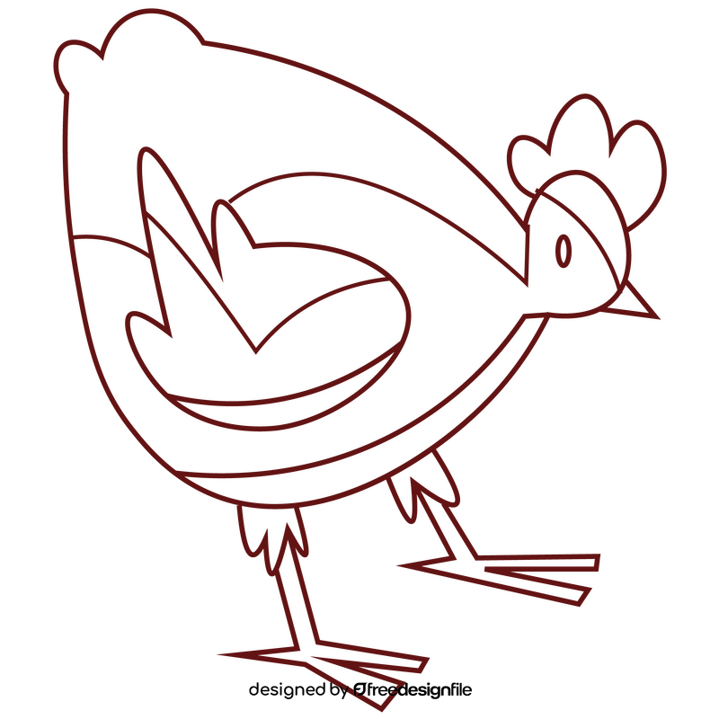 Hen cartoon black and white clipart